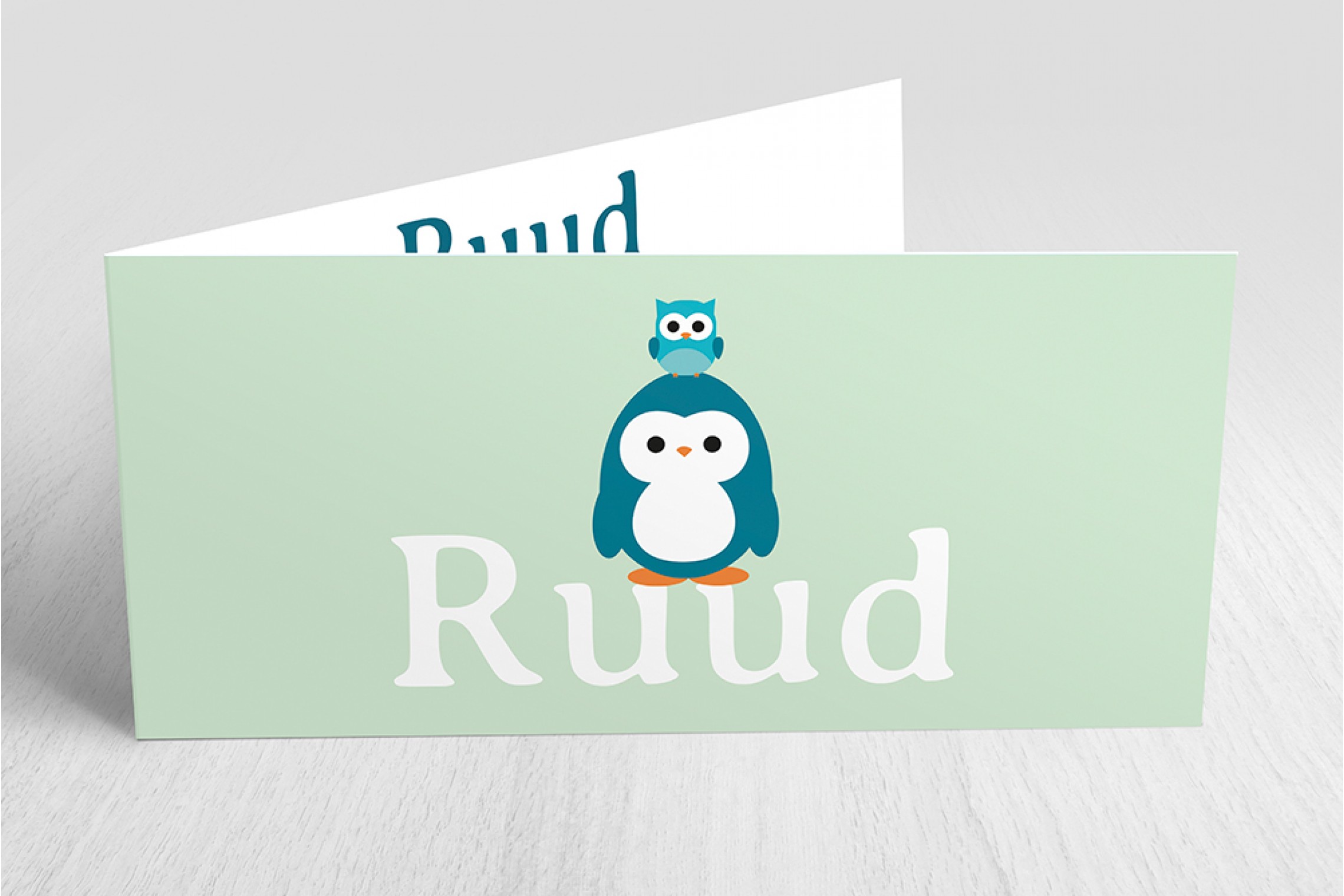 Pinguin met uiltje groen